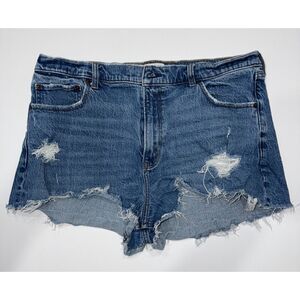 Abercrombie & Fitch The Mom Short SZ 33/16 High Rise Denim Cutoff Boho hot pants